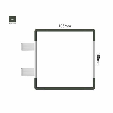 Signalétique Drapeau RAL7016 105x105mm , Avec Panneau Aluminium