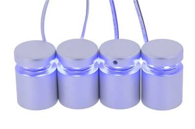 KIT COMPLET DE 4 ENTRETOISES QUATTROFIX ALUMINIUM Ø25x25mm AVEC LED BLUE INTEGRE