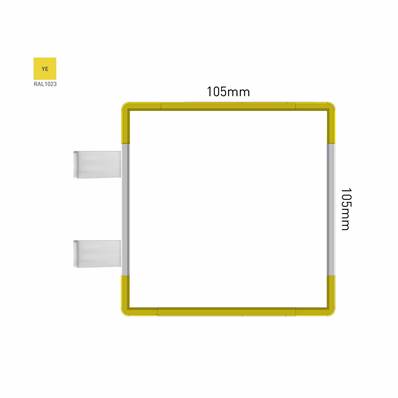 Signalétique Drapeau RAL1023 105x105mm , Avec Feuille de protection PS