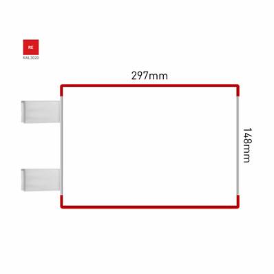 Signalétique Drapeau RAL3020 297x148mm , Avec Panneau Aluminium