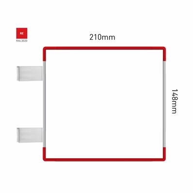 Signalétique Drapeau RAL3020 210x148mm , Avec Feuille de protection PS