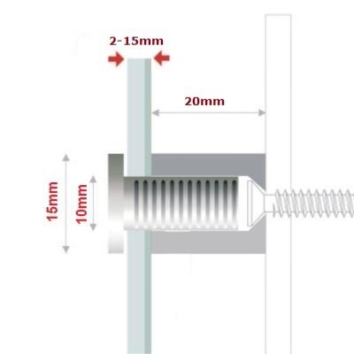 ENTRETOISES AVEC EPAULEMENT QUATTROFIX INOX 304 Ø15X20MM FILETAGE A GAUCHE