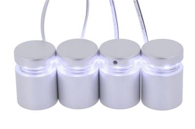 KIT COMPLET DE 4 ENTRETOISES QUATTROFIX ALUMINIUM Ø25x25mm AVEC LED BLAN INTEGRE