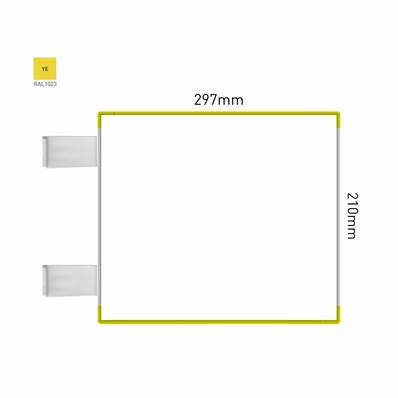 Signalétique Drapeau RAL1023 297x210mm , Avec Panneau Aluminium