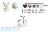 CACHE VIS PLASTIQUE Ø16MM BLANC BRILLANT AVEC CUVETTE POUR VIS A TETE PLATE