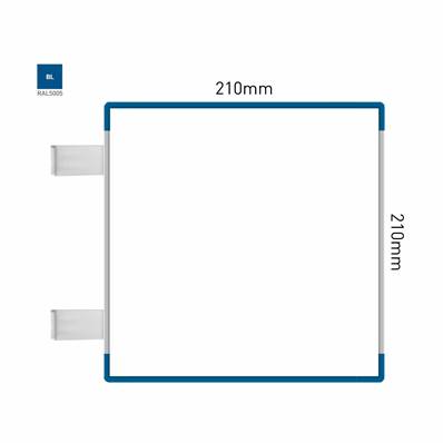 Signalétique Drapeau RAL5005 210x210mm , Avec Panneau Aluminium