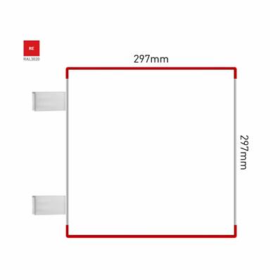 Signalétique Drapeau RAL3020 297x297mm , Avec Panneau Aluminium