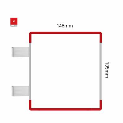 Signalétique Drapeau RAL3020 148x105mm , Avec Panneau Aluminium