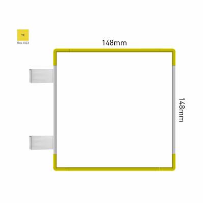 Signalétique Drapeau RAL1023 148x148mm , Avec Panneau Aluminium