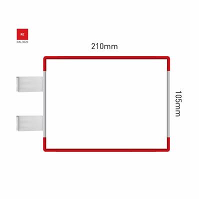 Signalétique Drapeau RAL3020 210x105mm , Avec Feuille de protection PS