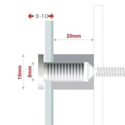 ENTRETOISES QUATTROFIX INOX 304 Ø15X20MM FILETAGE A GAUCHE