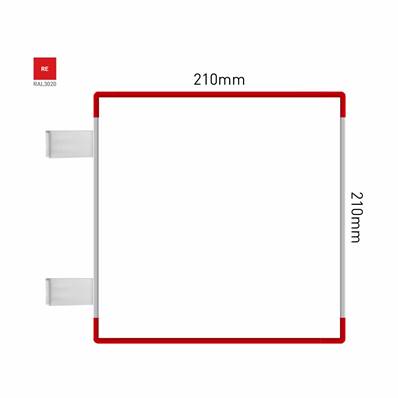 Signalétique Drapeau RAL3020 210x210mm , Avec Panneau Aluminium