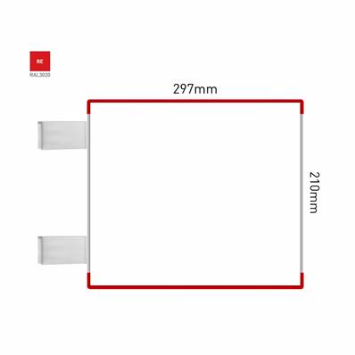 Signalétique Drapeau RAL3020 297x210mm , Avec Feuille de protection PS